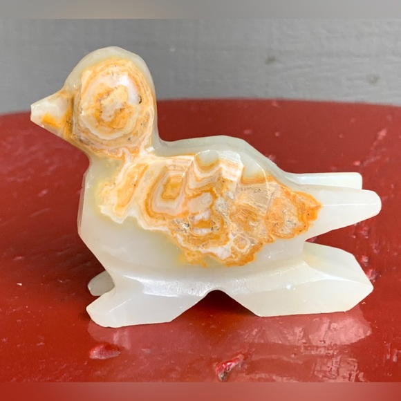 Vintage Hand Carved Artisan Onyx Marble Stone Duck Bird Figurine Statuette - Picture 7 of 16